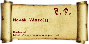 Novák Vászoly névjegykártya